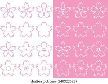 Colección de material de ilustración de flores de cerezo