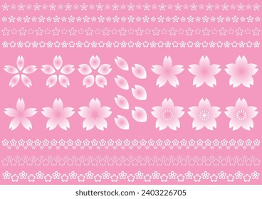 Colección de material de ilustración de flores de cerezo