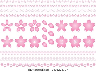 Colección de material de ilustración de flores de cerezo
