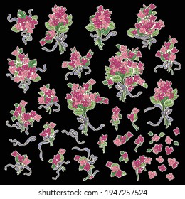 Illustration material collection of cute bouquet,