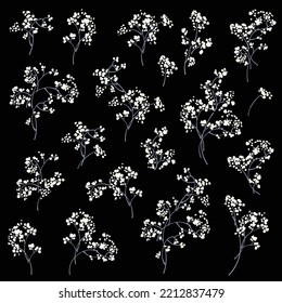 Illustration material collection of cute twigs,