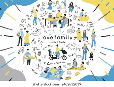 
Kollektion von Illustrationsmaterial für Familienaufführungen