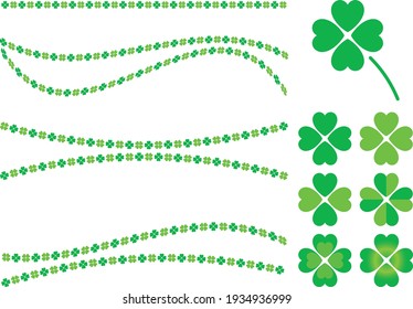 Illustration material collection of four-leaf clover