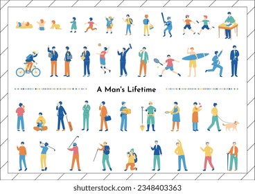 Illustration Material Collection of a Man's Life Stages