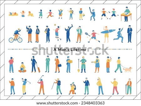 Illustration Material Collection of a Man's Life Stages
