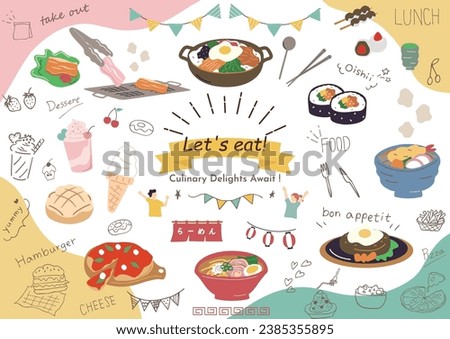 Illustration Material Collection of Meals and Desserts