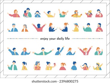 Illustration material collection of people's daily life