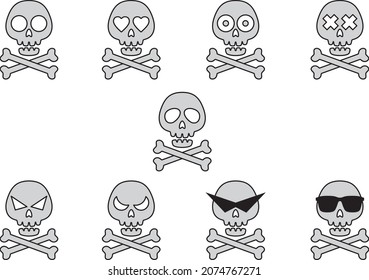 Illustration material collection of skeleton