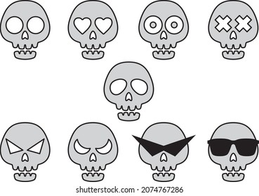 Illustration material collection of skeleton