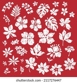 Illustration material collection of tropical plants,