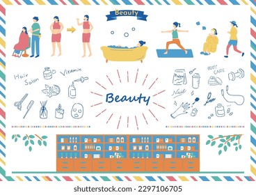 Illustration material collection for women's beauty use