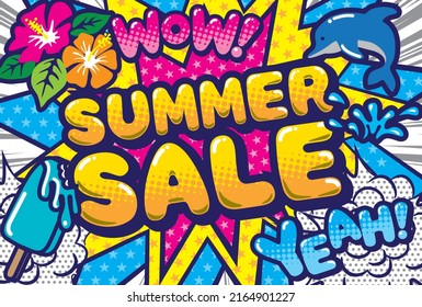 Illustration material of comic style summer sale