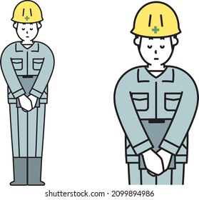 Illustration material of construction site worker bowing