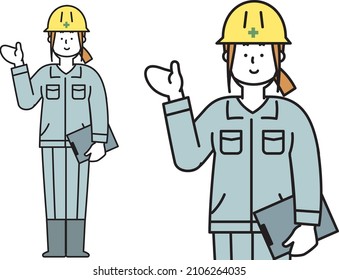 Illustration material of Construction site worker holding his hand