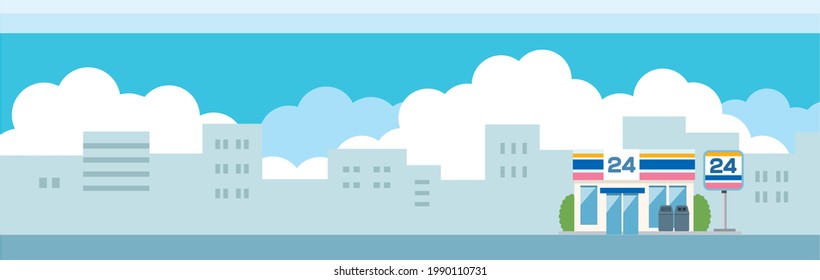 Illustration Material Of Convenience Store And City