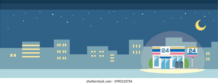 Illustration Material Of Convenience Store And City