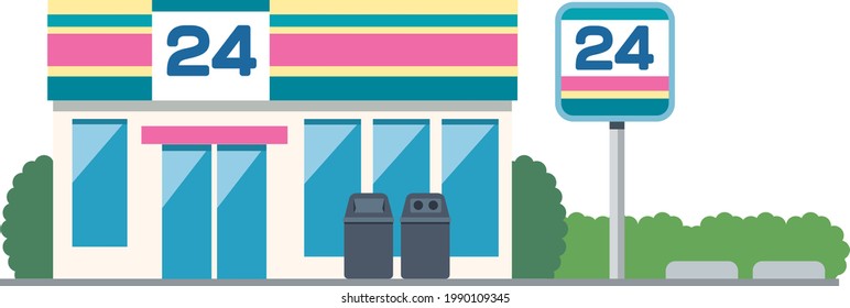 Illustration material of convenience store open 24 hours