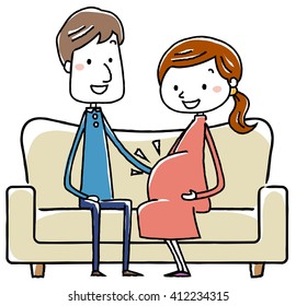 Illustration material: couple pregnancy birth