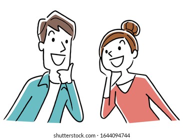 Illustration material. Couple smiling.