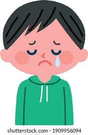 Illustration material of crying boy