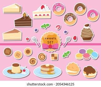 Illustration material of cute dessert set