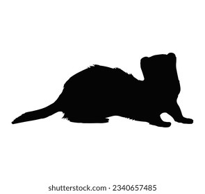 Illustration material of cute ferret silhouette.
