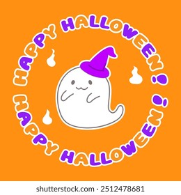 Material de ilustração de fantasma de Halloween bonito