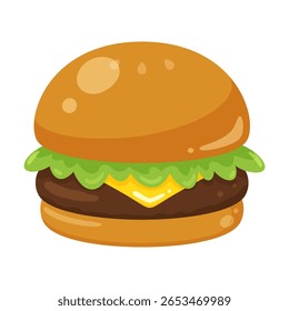 Material de ilustração de um hambúrguer brilhante bonito