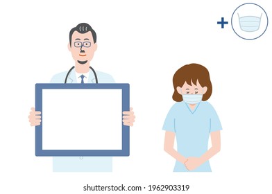 Illustration material of doctor explaining, bowing nurse
