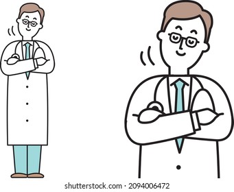 Illustration material of doctor nodding with arms folded