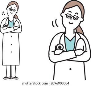 Illustration material of doctor nodding with arms folded