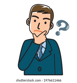 Illustration material, doubts, illustrations of young men who feel confused