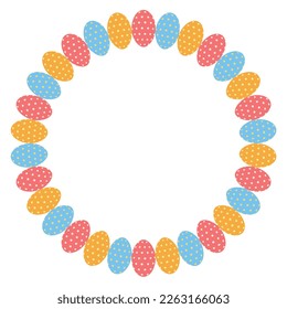 Illustration material for Easter of circular frame of egg with pattern