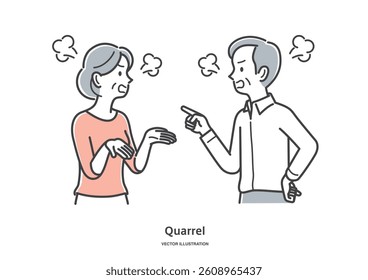 Illustration material of an elderly couple fighting