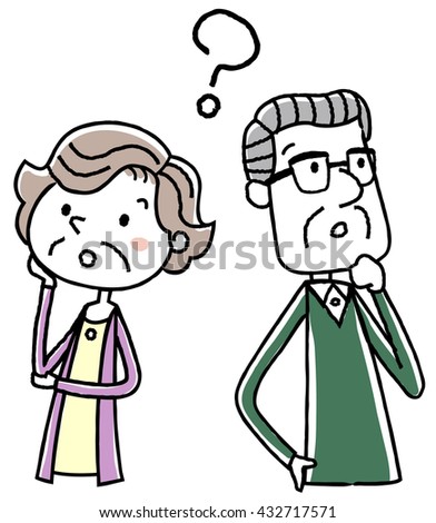 Illustration material: elderly couple questions