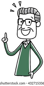 Illustration material: the elderly man check pose