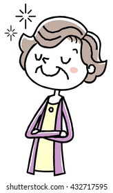 Illustration material: the elderly woman brag