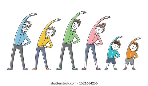 Illustration material: exercise, sport, gymnastic family, people