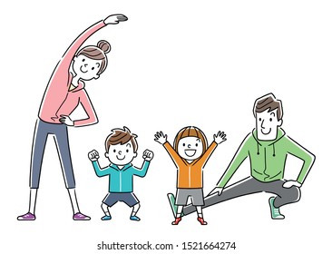 Illustration material: exercise, sport, gymnastic family, people