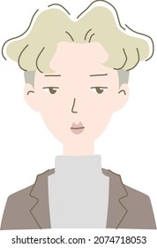 Illustration material of fashionable men with perm hair