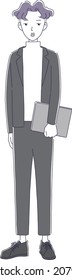 Illustration material of fashionable men with perm hair