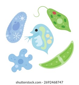 Illustrationsmaterial mit niedlichen Mikroorganismen