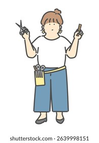 Illustration material of female hairdresser
