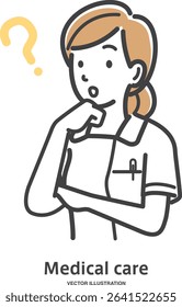 Illustration material of a female nurse wondering
