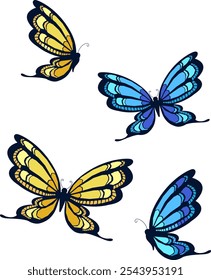 Illustration material of a fluttering butterfly