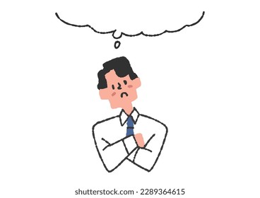 Illustration material frame of a male employee who is thinking