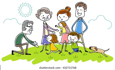 Matériau d'illustration: Paysage familial amusant