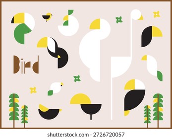 Material de ilustración de un pájaro geométrico