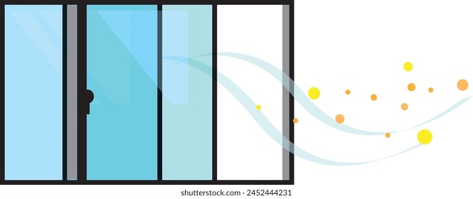Illustration material of glass window in the room