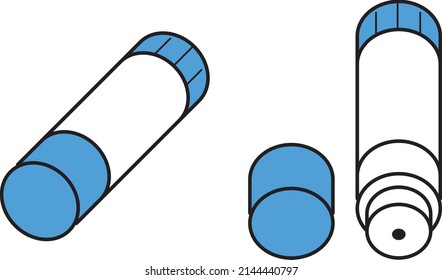 Illustration material of glue stick with cap and glue stick with cap removed